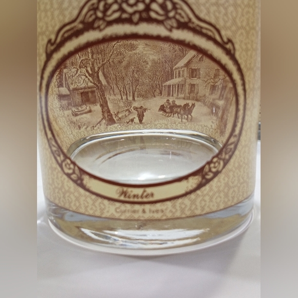 Vintage Currier and Ives Bar Glass Tumbler Set of 4 Four Seasons Homestead Houze - Picture 10 of 15